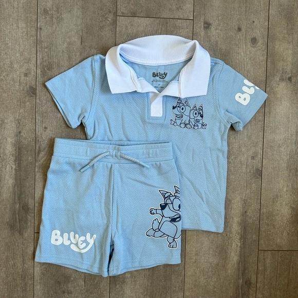 bluey Other - Bluey Toddler Boys Short Sleeve Polo Top and Shorts Set 3T